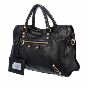 balenciaga gold city bag